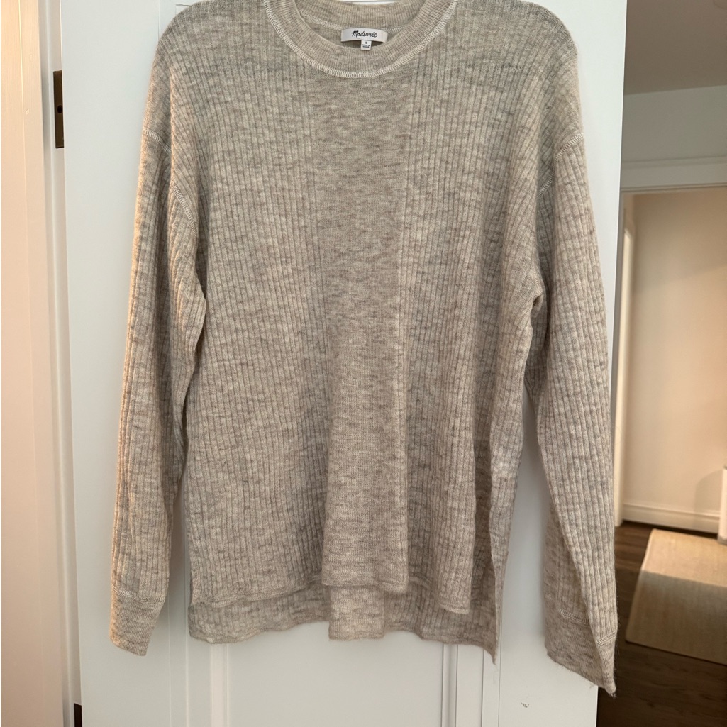 Madewell Women's Oatmeal Ribbed Crewneck Alpaca Sweater